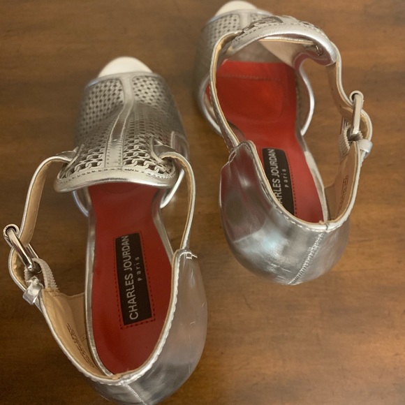 Charles Jourdan - Orvil -Silver Laser Cut High Heels - Picture 8 of 11